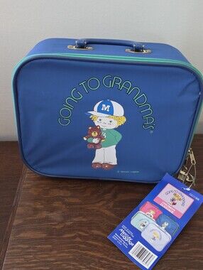 Vintage 80's 'Going to Grandma's' Blue  Kids Travel Case NWT